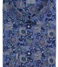 Marvelis grote maat overhemd lange mouw blauw groen en camel design