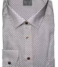 Marvelis grote maat overhemd lange mouw wit blauw en camel fantasie design