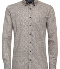 Overhemd blauw en camel design button down