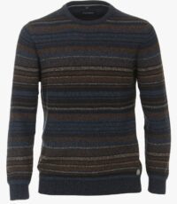 Casa Moda grote maat trui bruin en blauw design
