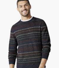 Casa Moda ronde hals trui blauw en bordeauxrood design