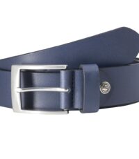 Extra lange rund lederen riem 4cm breed blauw
