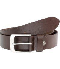 Extra lange rund lederen riem 4cm breed bruin design