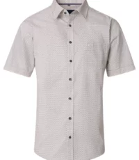 Casa Moda overhemd korte mouw blauw en camel fantasie design