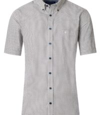 Casa Moda overhemd korte mouw blauw en olijfgroen fantasie design