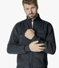 Casa Moda zware kwaliteit gebreid vest met zijzakken in blauw met blauw