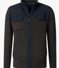 Casa Moda zware kwaliteit gebreid vest met zijzakken in bruin met blauw