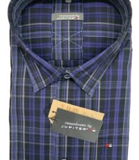 Jupiter overhemd lange mouw blauw ruit design