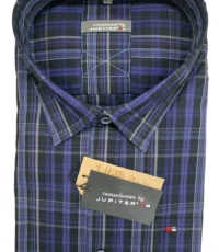 Jupiter overhemd lange mouw blauw ruit design