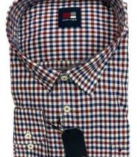 Jupiter overhemd lange mouw in een rood, wit en blauw ruitje