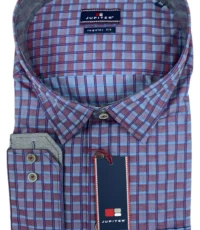 Jupiter overhemd lange mouw met borstzakje paars design