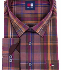 Jupiter overhemd lange mouw bruin camel ruit design