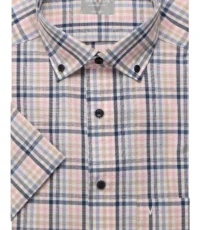 Marvelis grote maat overhemd korte mouw blauw roze wit beige