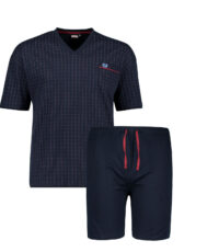 Adamo Shorty Pyjama donkerblauw geruit