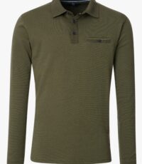Casa Moda grote maat poloshirt lange mouw met borstzak groen 3XL 4XL 5XL 6XL