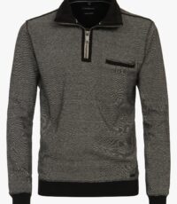 Casa Moda sweat troyer beige, zwart gemêleerd