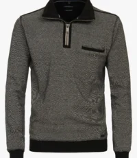 Casa Moda sweat troyer beige, zwart gemêleerd