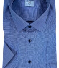 Marvelis grote maat overhemd korte mouw blauw design strijkvrij