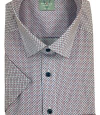 Marvelis grote maat overhemd korte mouw blauw rood design strijkvrij