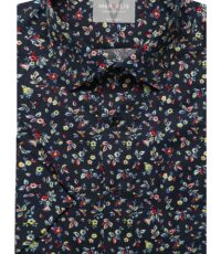 Marvelis grote maat overhemd korte mouw blauw bloem design strijkvrij comfort fit