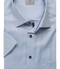 Marvelis grote maat overhemd korte mouw blauw design strijkvrij comfort fit