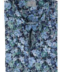Marvelis grote maat overhemd korte mouw blauw groen bloem design strijkvrij