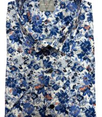 Marvelis grote maat overhemd korte mouw blauw wit blush bloem