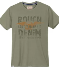 Redfield grote maat t-shirt korte mouw en ronde hals olijfgroen Rough Denim