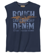 Redfield mouwloos t-shirt ronde hals donkerblauw Rough Denim