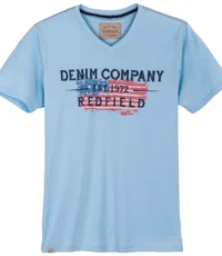 Redfield t-shirt grote maat v-hals lichtblauw Denim Company