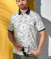 Casa Moda Poloshirt korte mouw in wit met bloem design