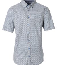 Casa Moda overhemd korte mouw blauw en grijs design