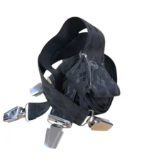 Extra lange bretels donkergrijs ruit motief glansgaren 140cm