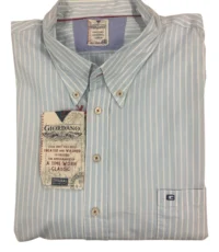Giordano overhemd lange mouw blauw en wit 7XL