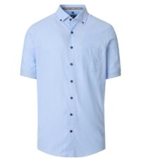 Redmond overhemd korte mouw met borstzakje blauw design