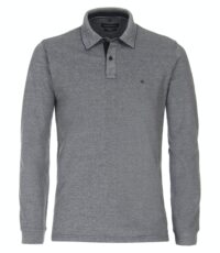 Casa Moda grote maat poloshirt lange mouw blauw gemêleerd