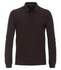 Casa Moda grote maat poloshirt lange mouw bruin