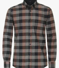 Casa Moda overhemd grote maat lange mouw bruine ruit
