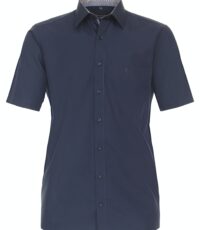 Casa Moda overhemd korte mouw donkerblauw contrast strijkvrij