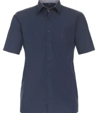 Casa Moda overhemd korte mouw donkerblauw contrast strijkvrij