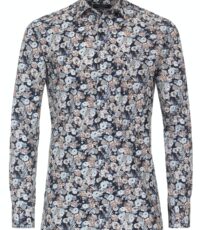 Casa Moda overhemd lange mouw donkerblauw bloem design
