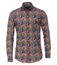 Casa Moda overhemd lange mouw gekleurd blad design