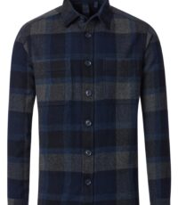 Casa Moda overshirt lange mouw blauw en grijze ruit 3XL 4XL 5XL