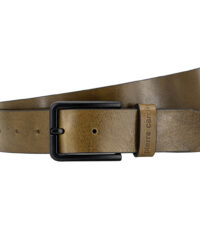 Pierre Cardin lederen riem 3.5cm breed olijfgroen