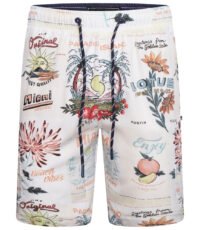 Kam grote maat zwemshort ecru met tropisch design