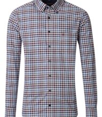 Casa Moda overhemd mouwlengte7 blauw, bordeaux, grijs en witte ruit