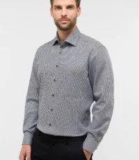 Eterna overhemd extra lange mouw grijs design strijkvrij