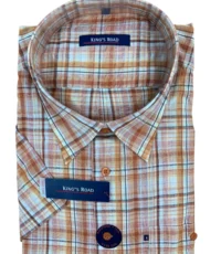 King's Road overhemd korte mouw oranje ruit 5XL