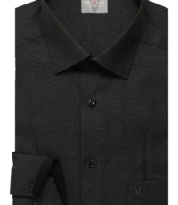 Marvelis grote maat overhemd lange mouw antracietgrijs ingeweven werkje