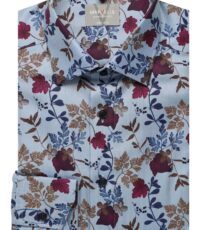 Marvelis grote maat overhemd lange mouw beige, blauw en paars paisley design